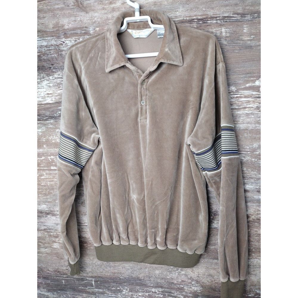 Vintage Capri California David Langman Crushed Velour Shirt Ribbed Bottom Grunge
